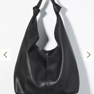 Anthropologie Black Leather Hobo Bag